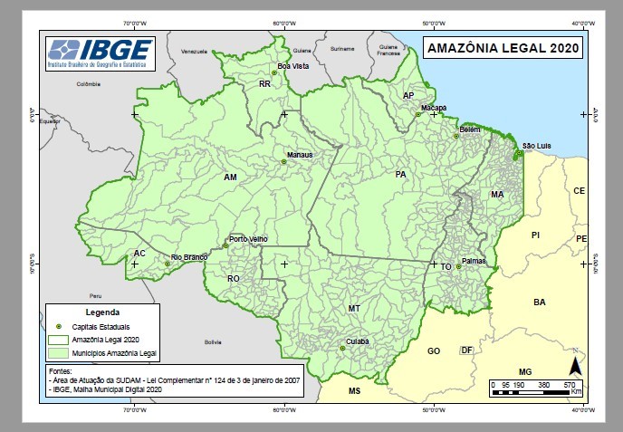 Mapa da Região Amazônica